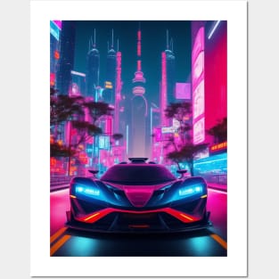 Asian Neon Velocity: Futuristic Thrill Ride Posters and Art